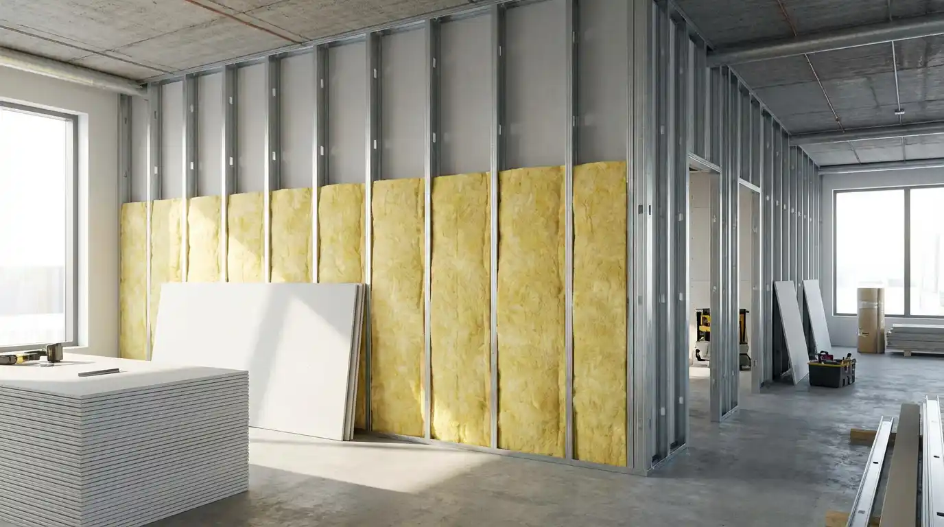 pose de laine de verre derrière placo